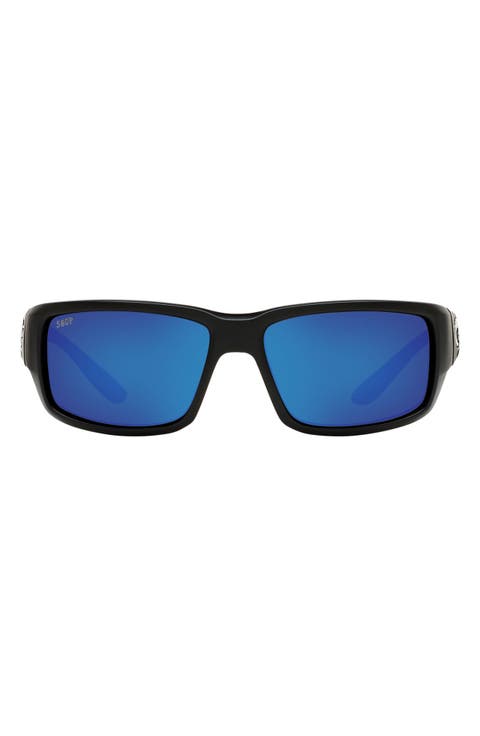 Fantail 59mm Polarized Mirror Rectangular Sunglasses