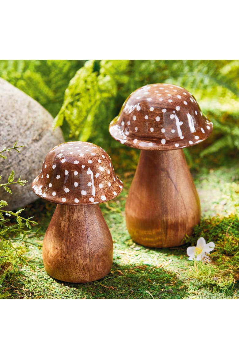 Dottie Mushroom Decorative Object Lg Natural Enamel Mango Wood Spring, Alternate, color, Brown