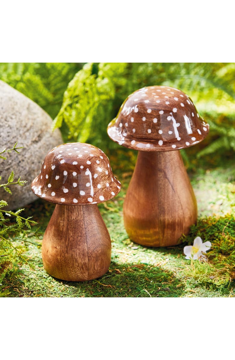 tag Dottie Mushroom Decorative Object Sm Natural Enamel Mango Wood Spring, Alternate, color, Brown
