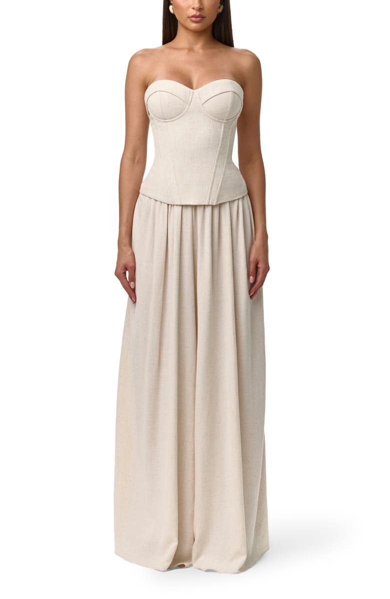 Naked Wardrobe Strapless Suiting Bustier Top, Alternate, color, Cream