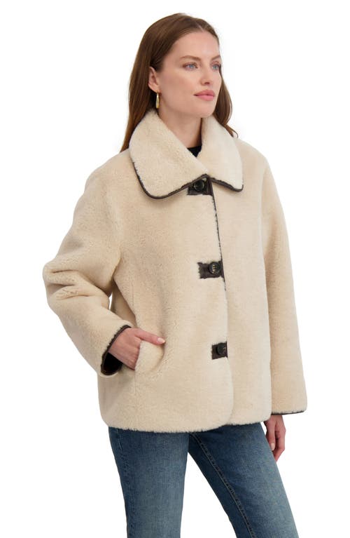 Tahari Kai Reversible Faux Shearling Jacket In Neutral