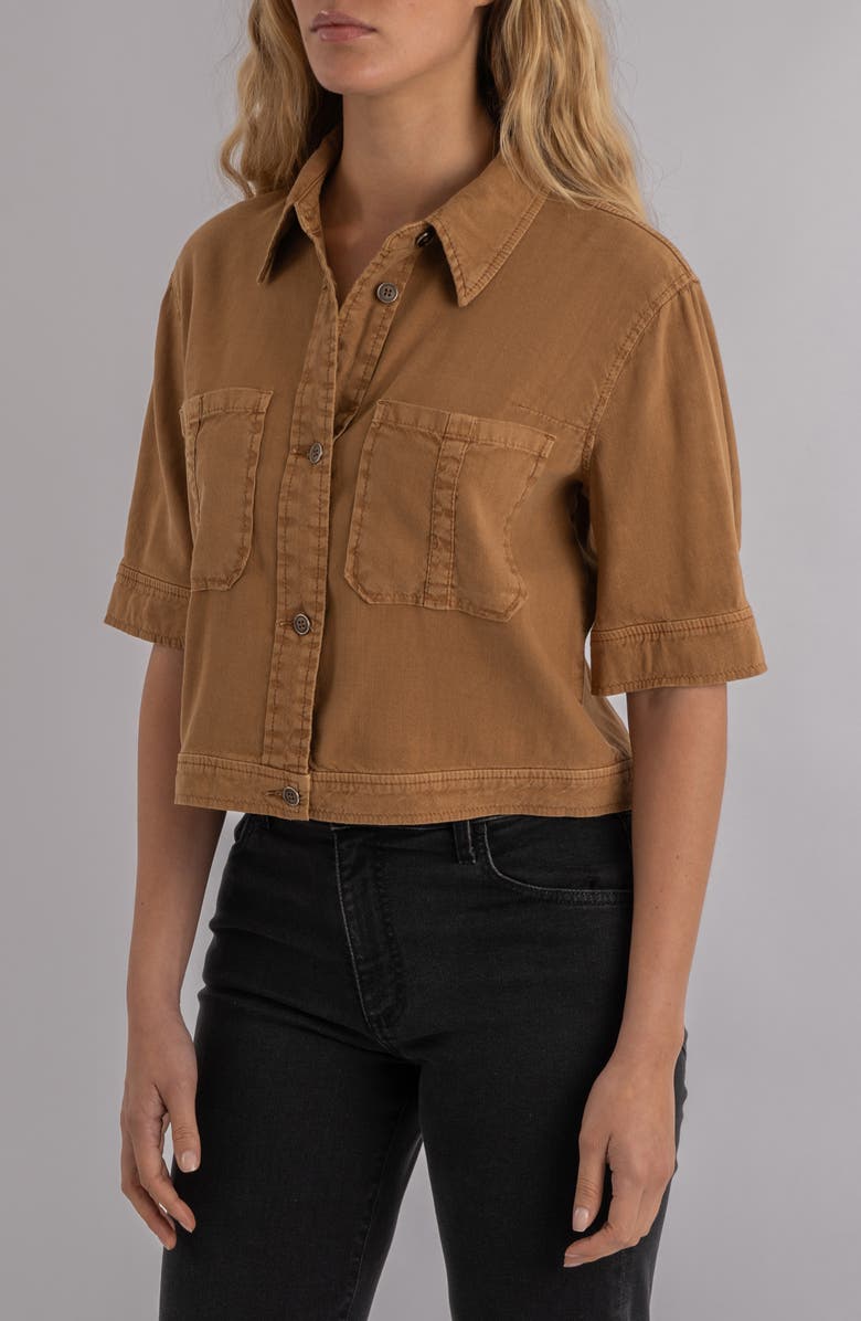 KUT from the Kloth Finley Short Sleeve Linen Blend Jacket, Alternate, color, Wood