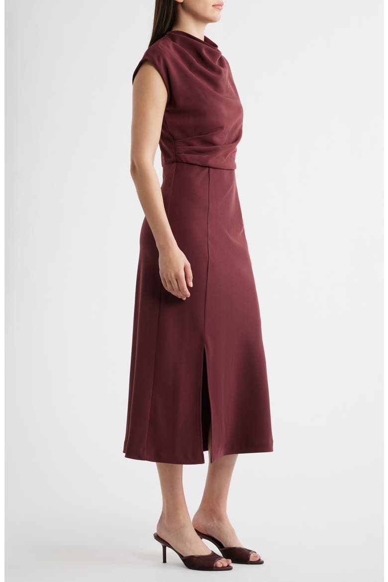 Cowl Neck Midi Dress, Alternate, color, OX BLOOD