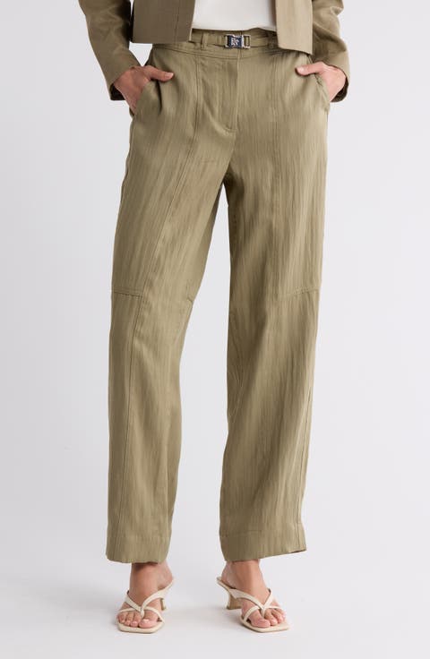 Belted High Waist Wide Leg Pants
