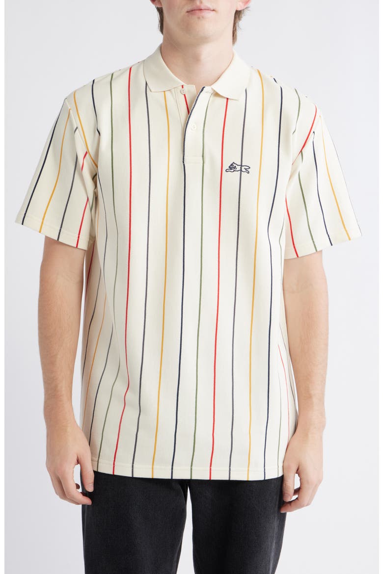 Archer Stripe Cotton Piqué Polo, Main, color, ANTIQUE WHITE