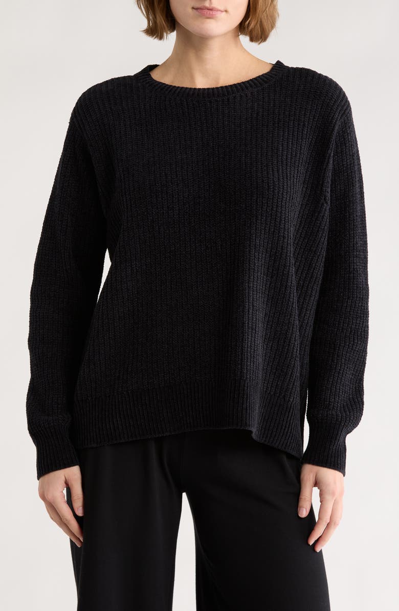 Eileen Fisher Crewneck Organic Cotton Sweater, Main, color, Black