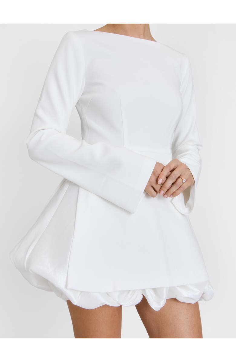 Six Stories Isla Split Sleeve Bubble Hem Mini Dress, Alternate, color, White