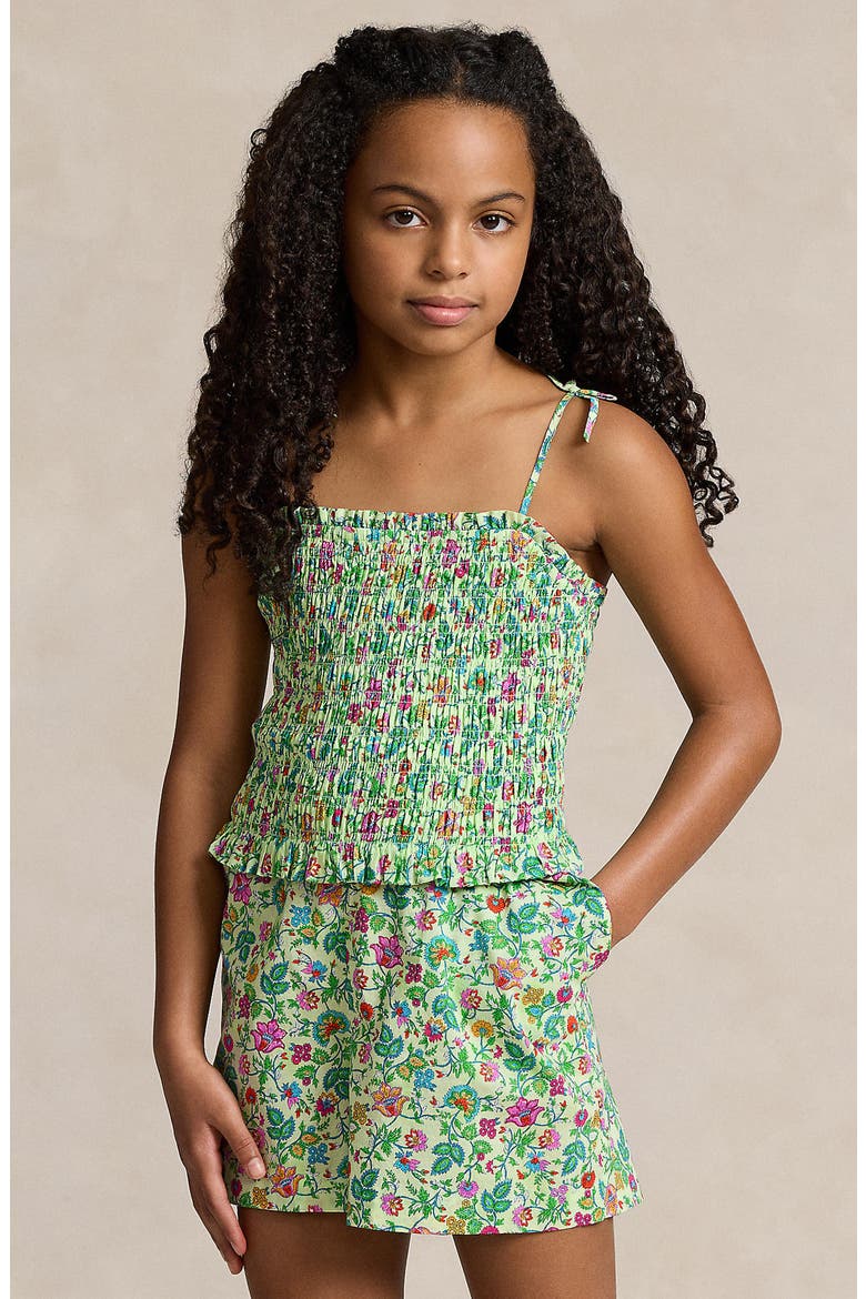 Kids' Floral Smocked Romper, Alternate, color, BOTANICAL WOODBLOCK