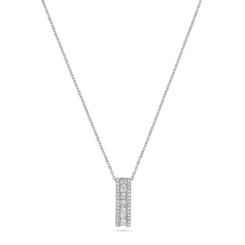 Diamond Princess Channel Pendant Necklace in 14K White Gold