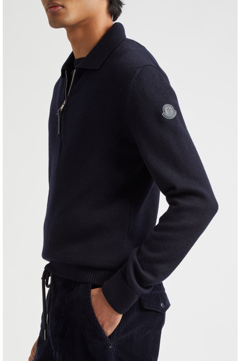 Tricot Virgin Wool Polo Sweater, Alternate, color, NAVY