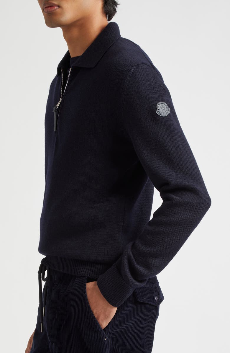 Moncler Tricot Virgin Wool Polo Sweater, Alternate, color, 