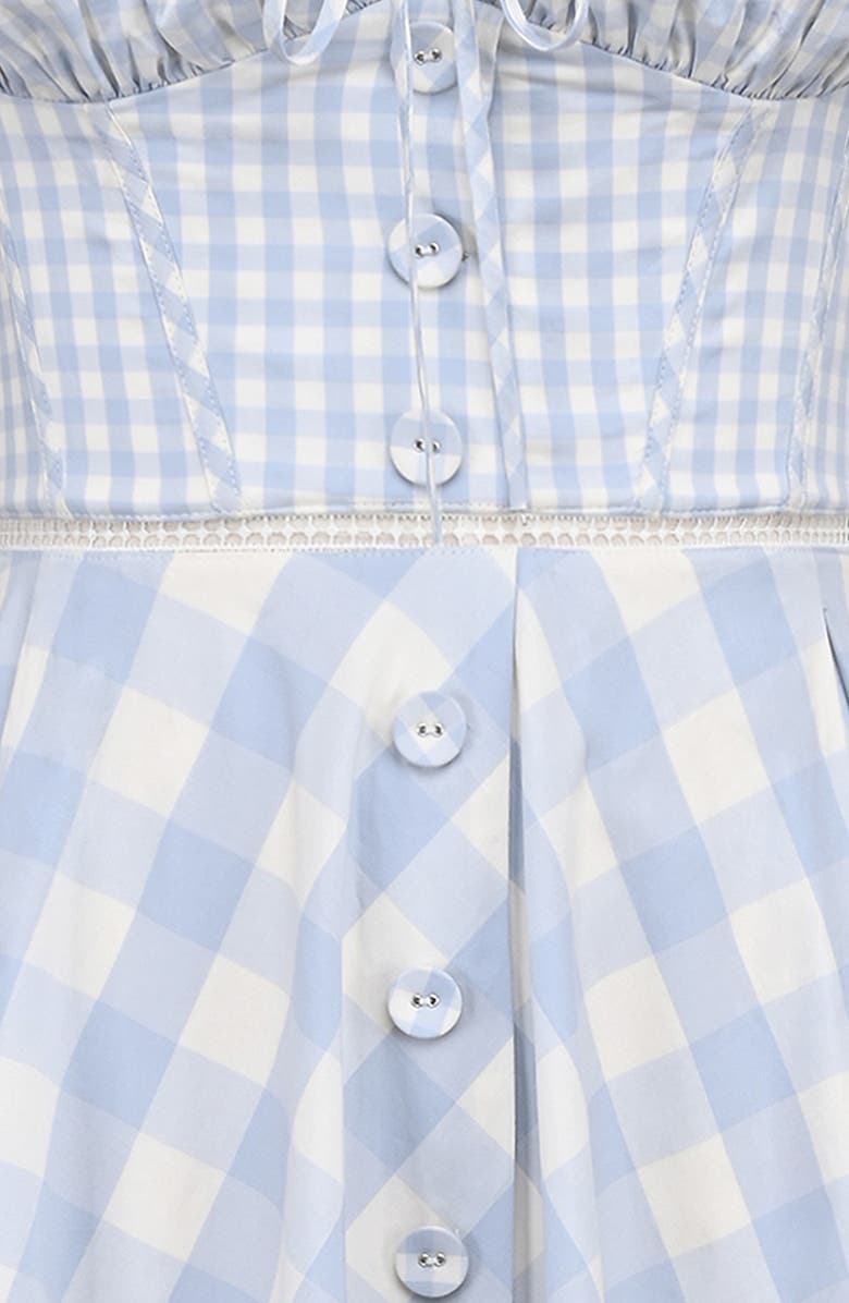 HOUSE OF CB Chiarina Gingham Stretch Cotton Midi Sundress, Alternate, color, Gingham Zen Blue