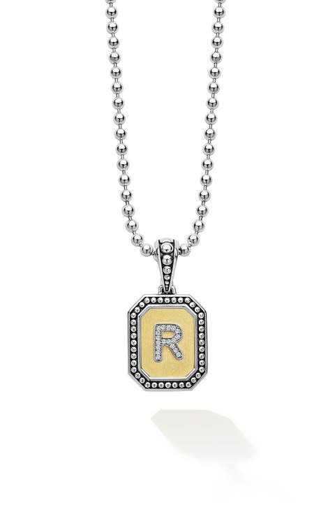 Signature Caviar Diamond Initial Pendant Necklace