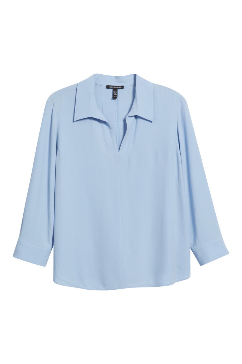 Split Neck Silk Georgette Top, Alternate, color, SKYLIGHT