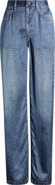 rag & bone Miramar Trompe l'Oeil Faux Denim Satin Pants