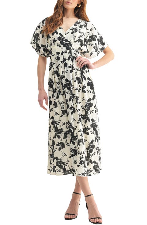 Dolman Sleeve Cinched Waist A-Line Dress