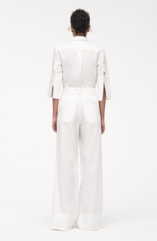 Another Tomorrow French Cuff Blouse In White