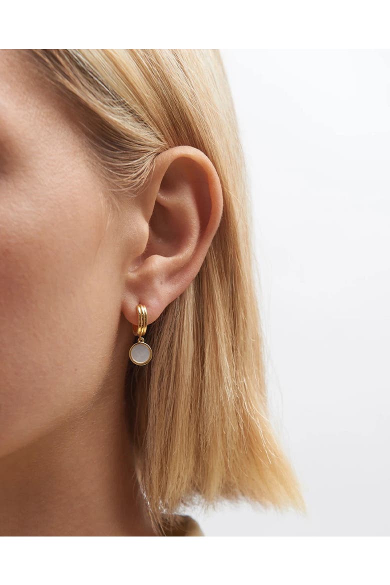 Gold Stilla Mother of Pearl Huggie Earrings, Alternate, color, Mother of Pearl