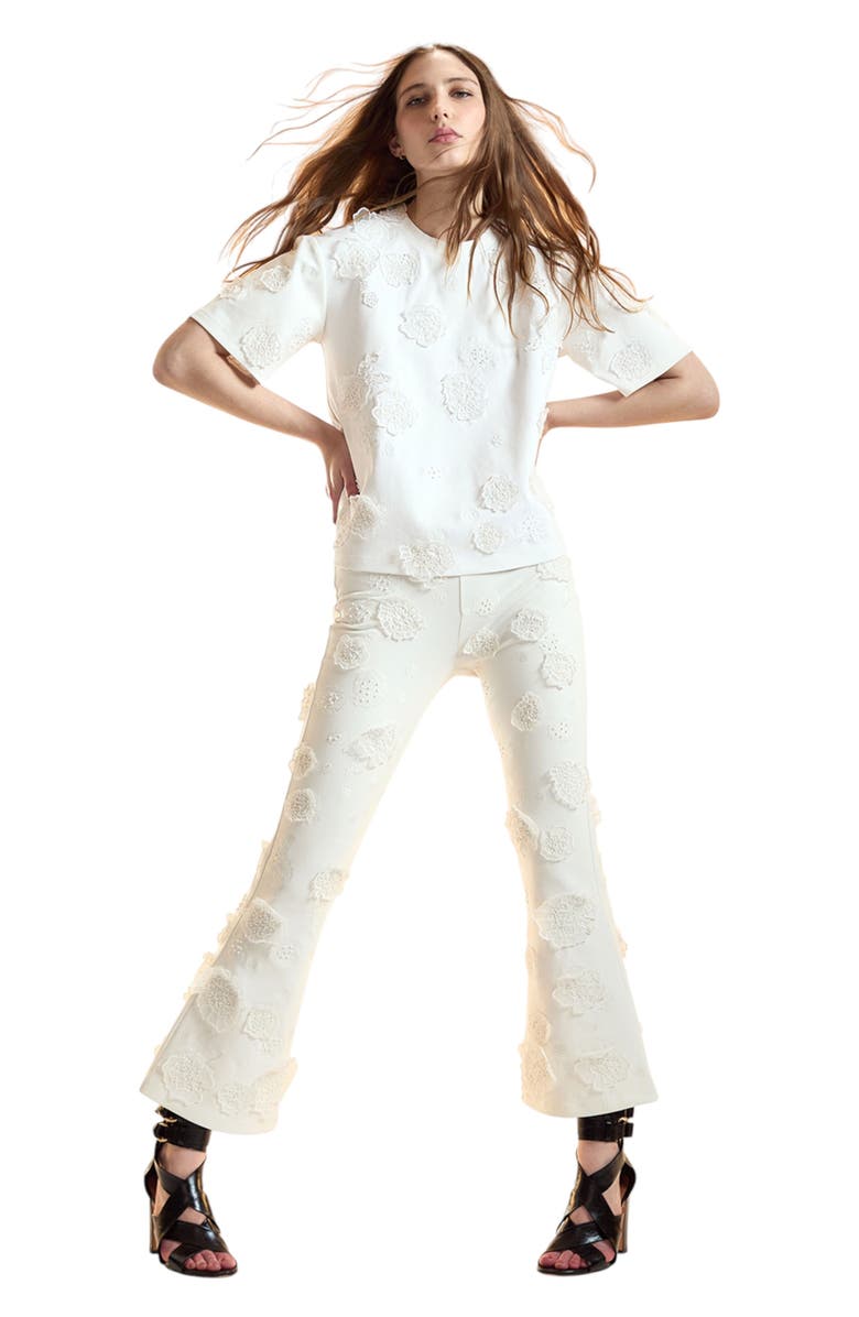 Cynthia Rowley Pop Floral Applique Pant, Alternate, color, White