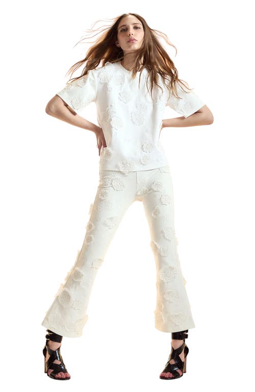 Cynthia Rowley Pop Floral Applique Pant In White
