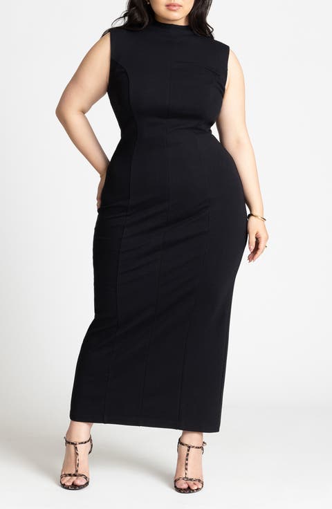 Stitch Detail Mock Neck Maxi Dress