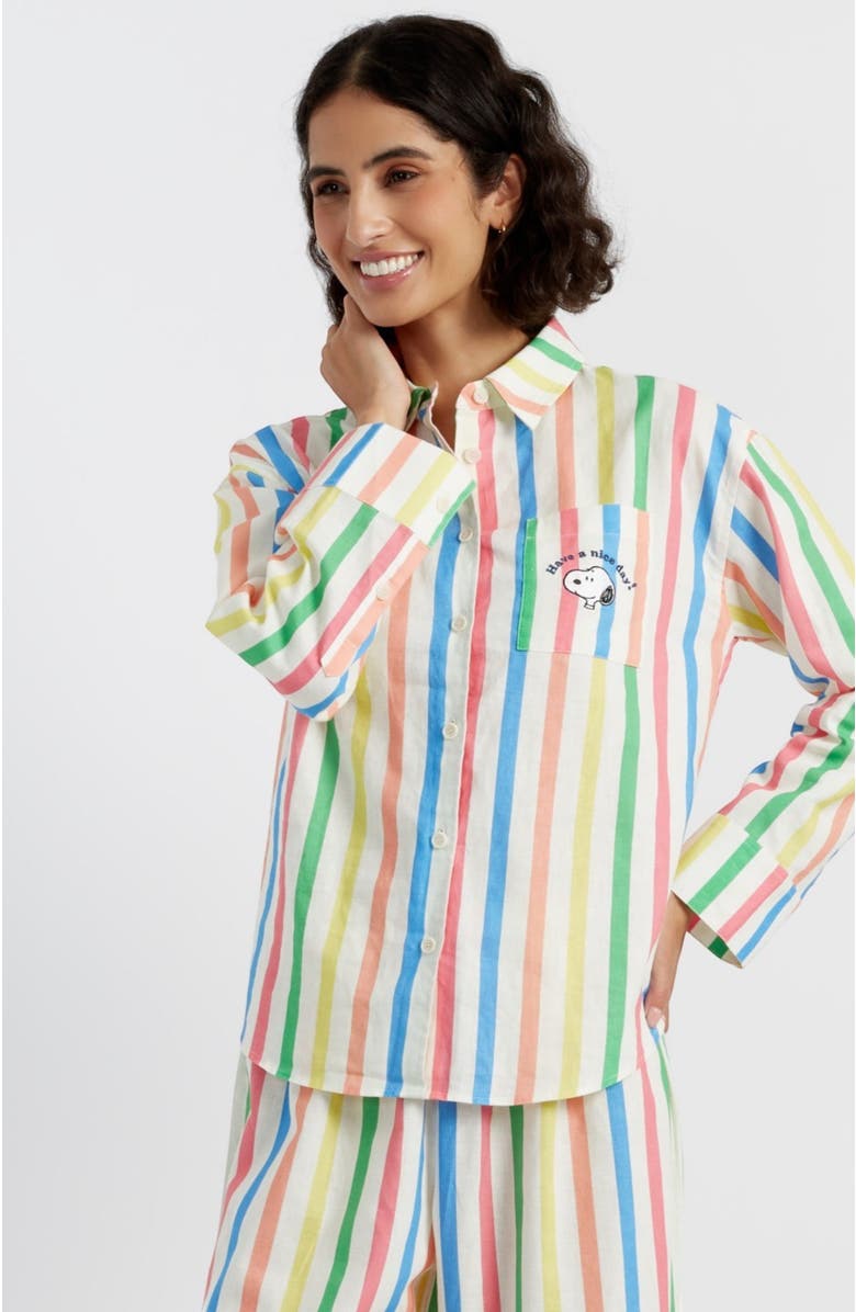 Chinti & Parker Linen Snoopy Stripe Shirt, Main, color, Cream