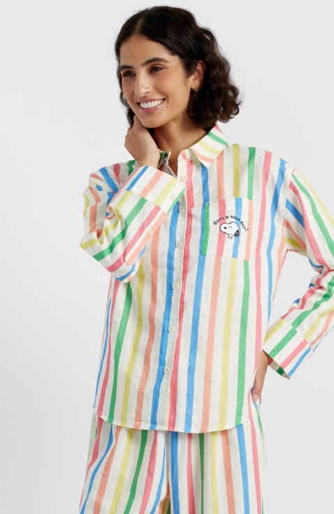 Linen Snoopy Stripe Shirt