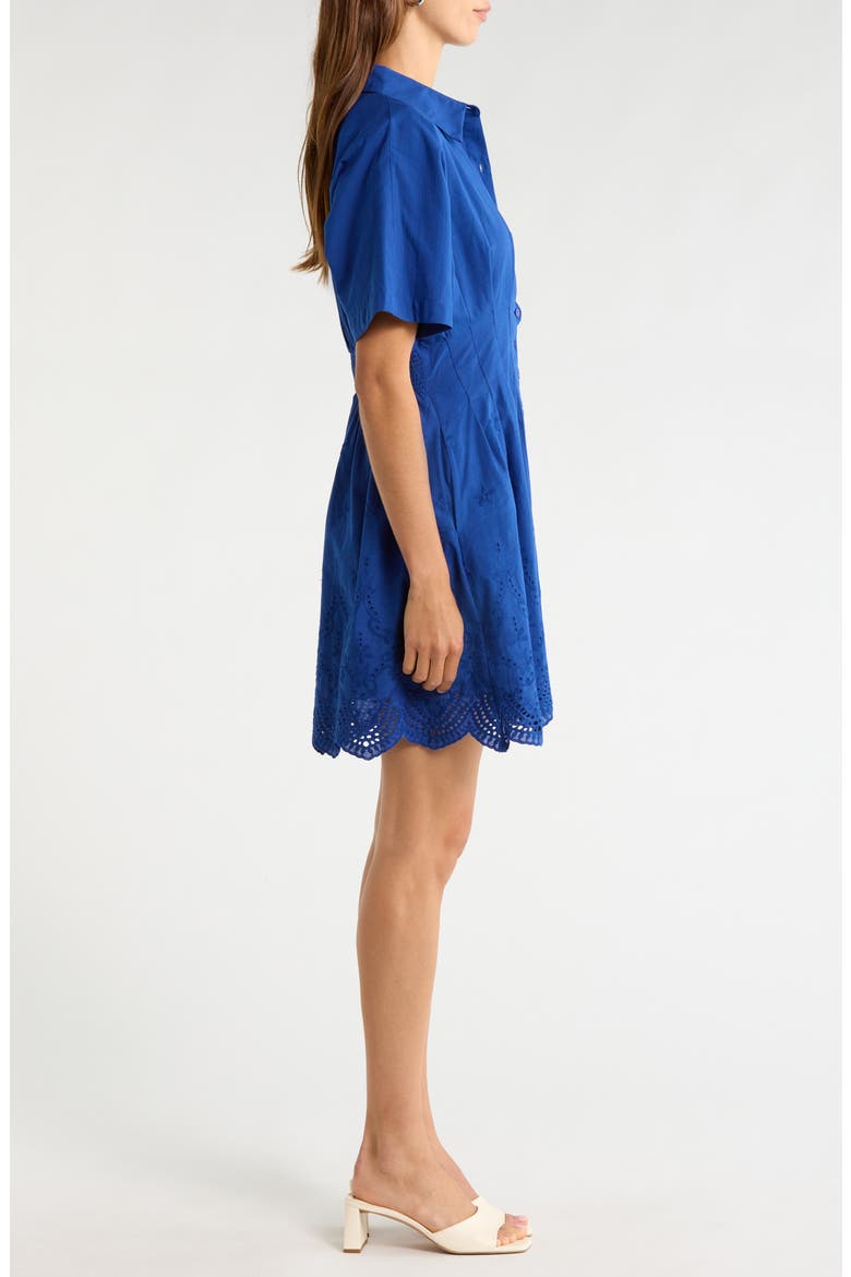 Sammie Pleated Eyelet Cotton Minidress, Alternate, color, NAVY