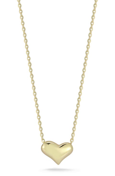 14K Gold Puffy Heart Pendant Necklace