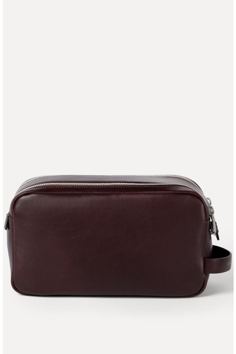 Calfskin beauty case with double zipper, Alternate, color, Burgundy