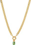 BY ADINA EDEN Starburst Emerald Toggle Cuban Chain Link Necklace