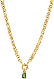 BY ADINA EDEN Starburst Emerald Toggle Cuban Chain Link Necklace