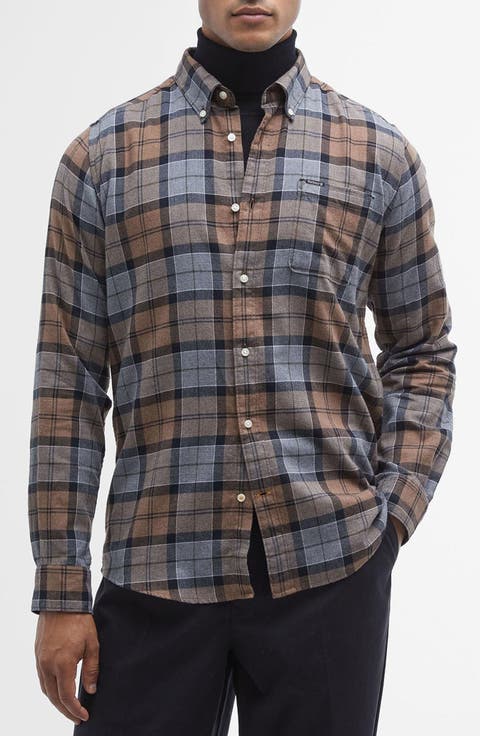 Rasay Tailored Fit Plaid Flannel Button-Down Shirt