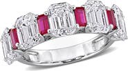 Julianna B. Lab-Created Ruby Semi-Eternity Ring 14k