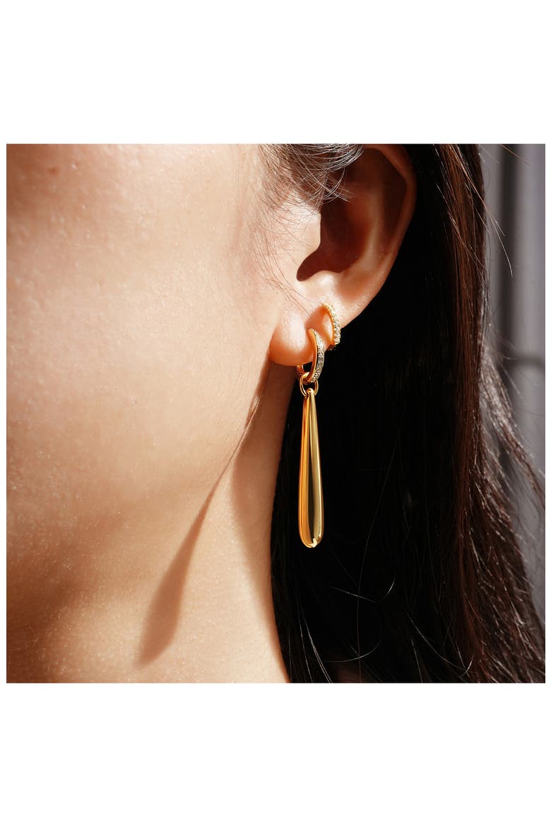 Elongated Droplet Earrings, Alternate, color, SHINY GOLD