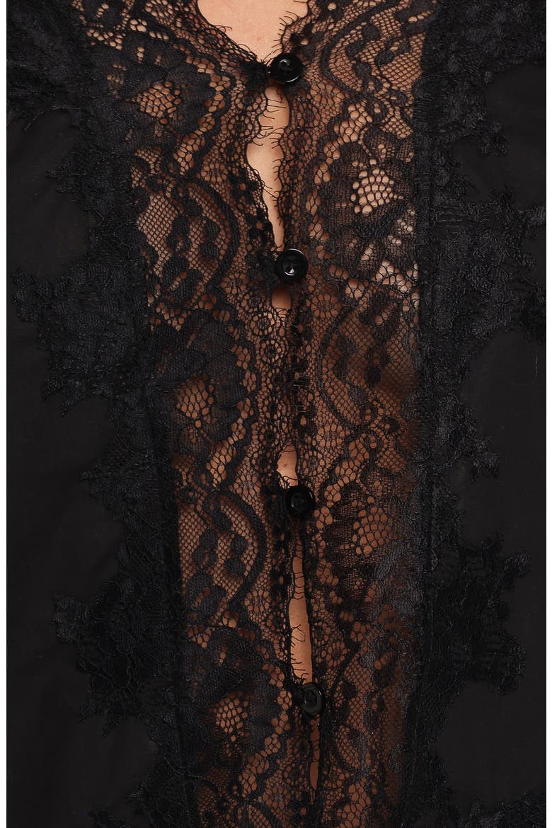 Bilson Lace Trim Cotton Top, Alternate, color, BLACK