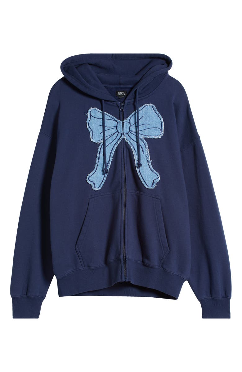 PacSun Denim Appliqué Zip-Up Cotton Blend Hoodie, Alternate, color,