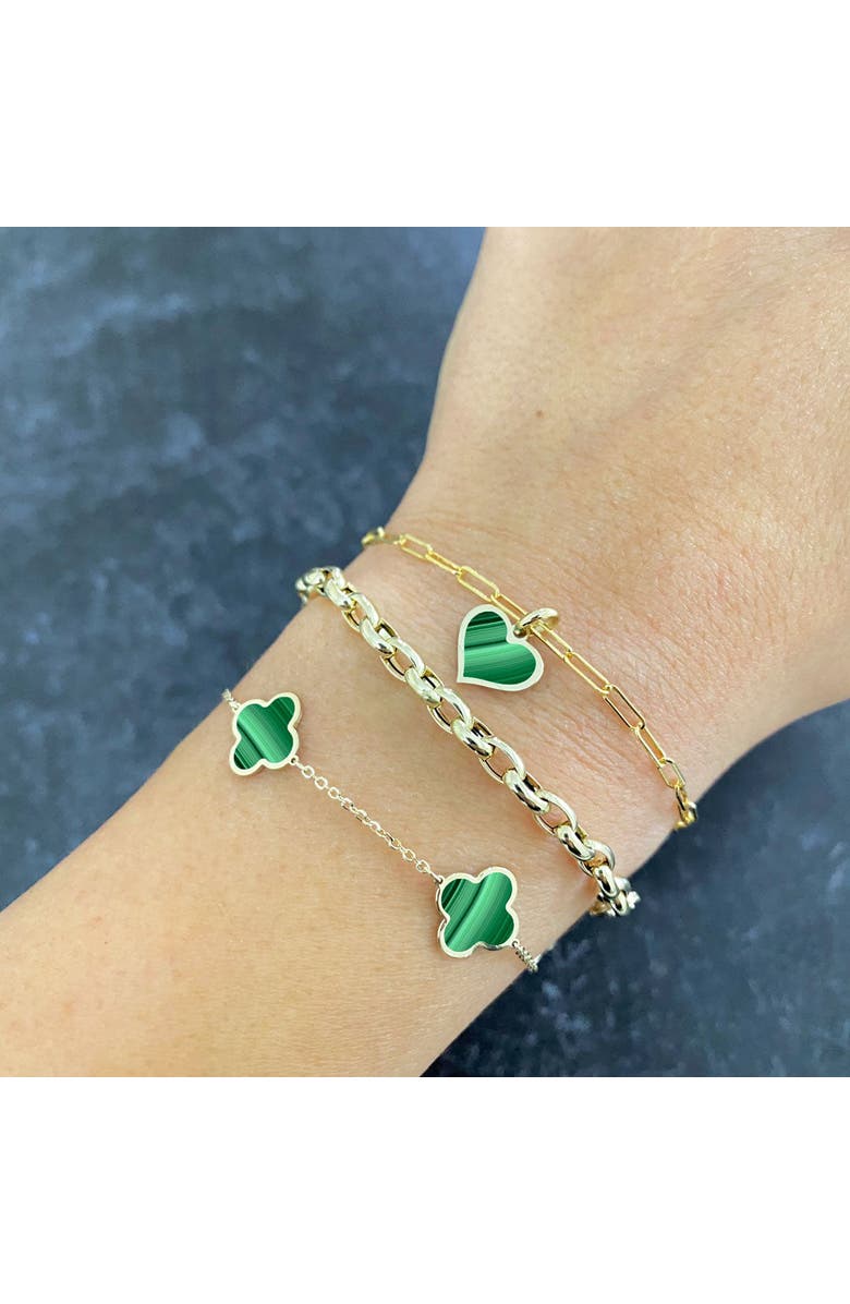 The Lovery Fine Jewelry Small Malachite Clover Bracelet, Alternate, color, Malachite