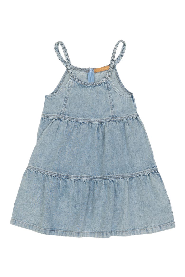 Tiered Denim Dress, Main, color, BLEACH WASH