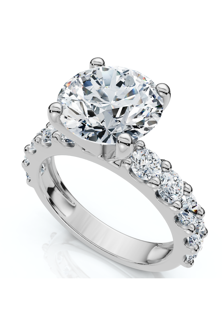 Certified 4Ct Round Cut Diamond Accent Engagement Ring 14k Gold Lab Grown, Alternate, color, 14k White Gold