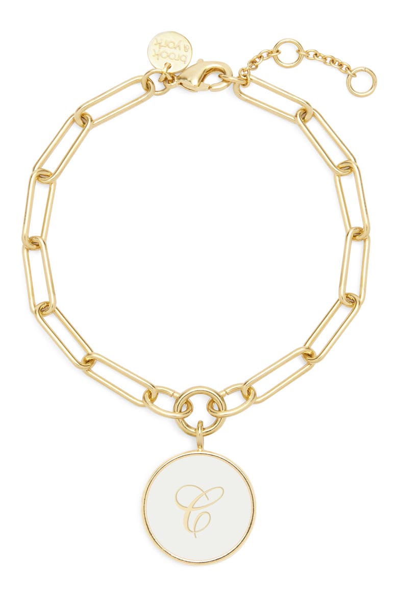 Callie Initial Enamel Pendant Bracelet, Main, color, GOLD C