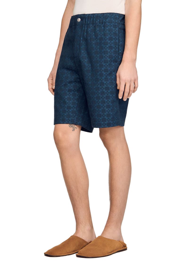 Square Cross denim shorts, Main, color, Navy blue