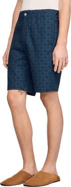 SANDRO Square Cross denim shorts