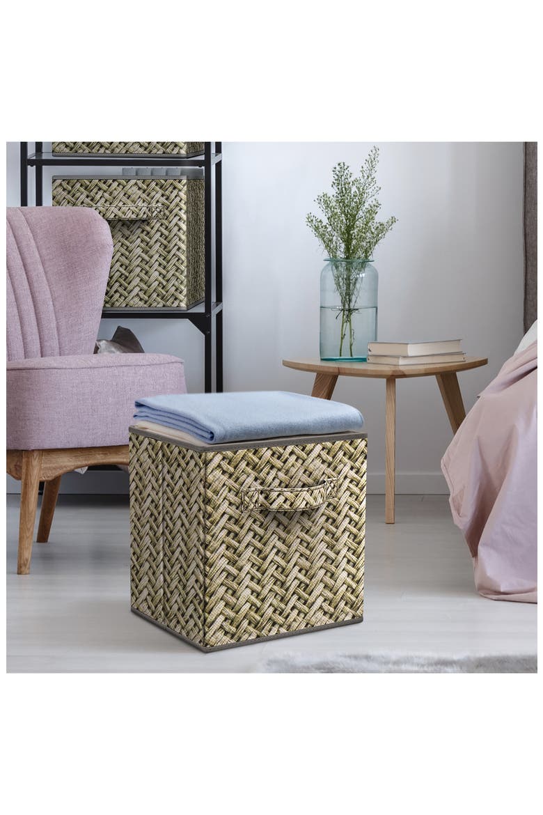 FABRIC STORAGE BIN SET, Alternate, color, WOVEN GRAY