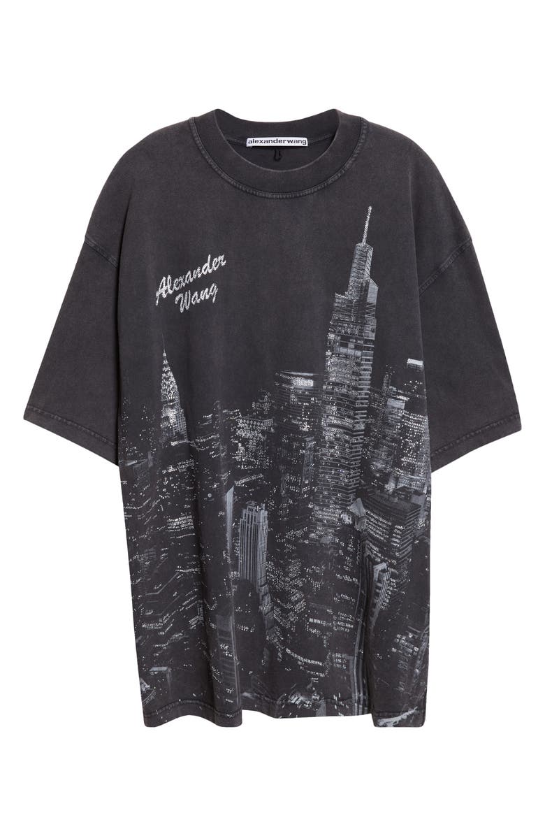 New York City Skyline Crystal Embellished T-Shirt