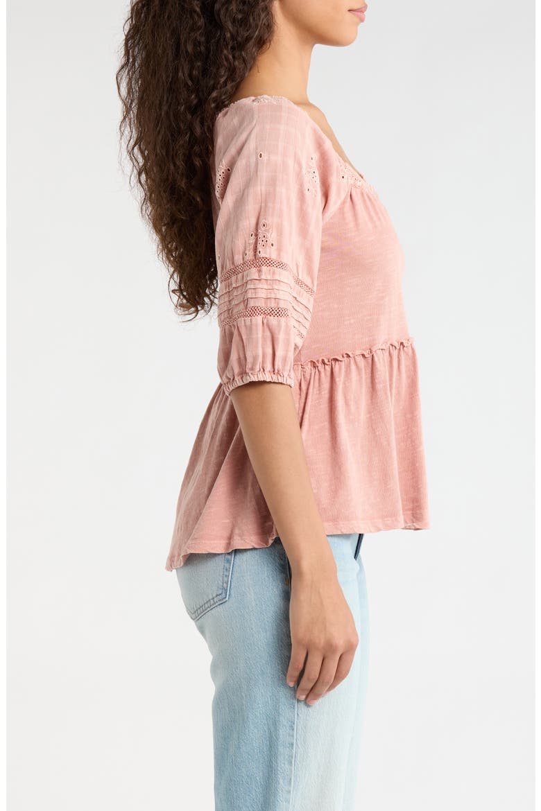 Jersey Babydoll Top, Alternate, color, PEACH BEIGE