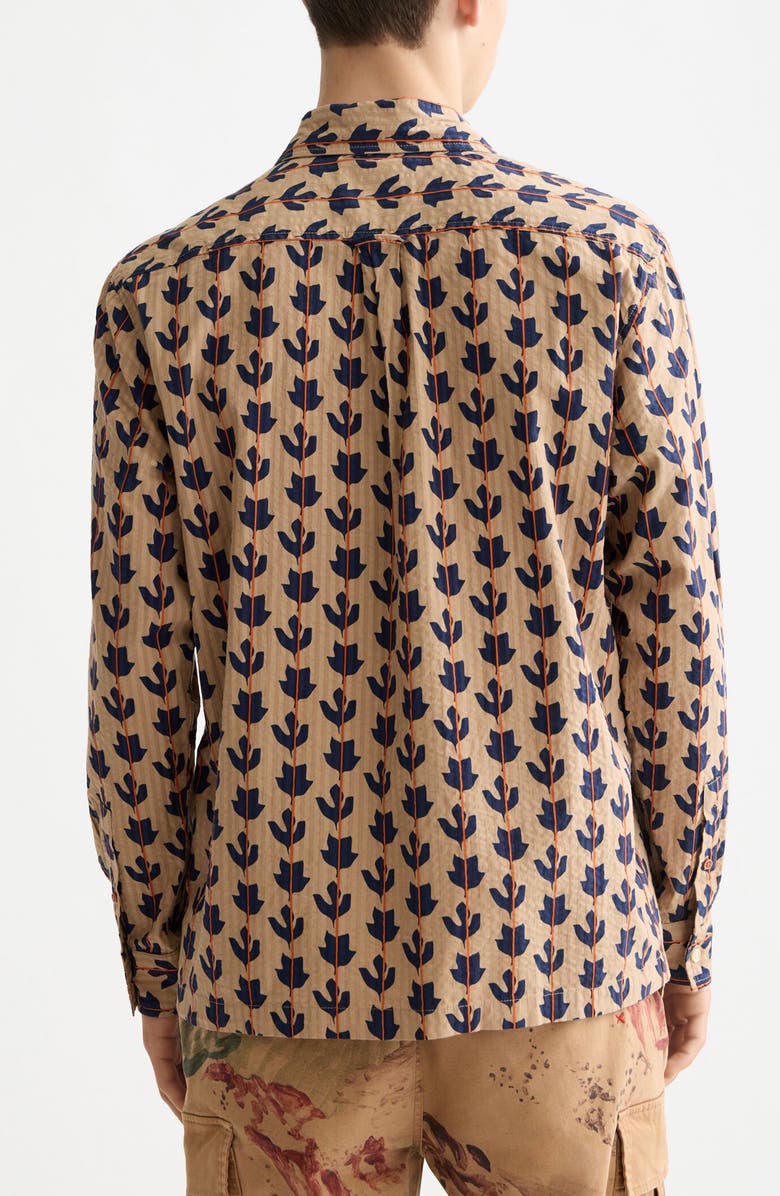 Scotch & Soda Leaf Print Cotton Seersucker Button-Up Shirt, Alternate, color, Ditsy Leaf Stripe