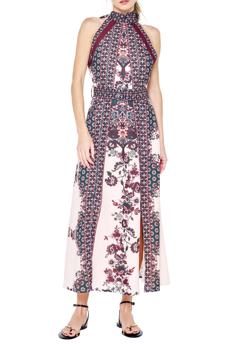 Peta Floral Halter Neck Midi Dress, Main, color, GREEN MULTI
