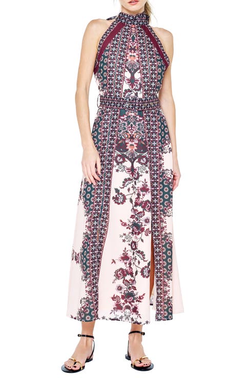Peta Floral Halter Neck Midi Dress