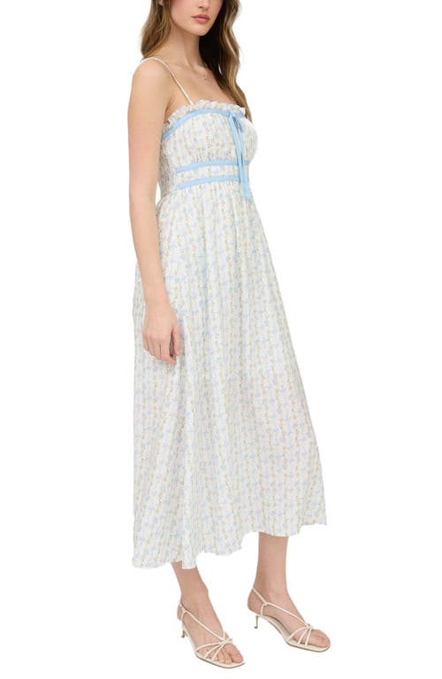 BLU PEPPER BLU PEPPER BOW AND FLOWER STRIPE MIDI DRESS